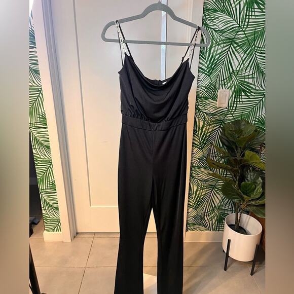 NWT Jason Wu Black Chain Strap Satin Jumpsuit XS - Picture 3 of 11